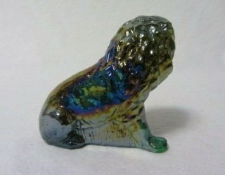VINTAGE MOSSER GLASS GREEN CARNIVAL LEON THE LION SOLID GLASS FIGURINE 3