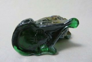 VINTAGE MOSSER GLASS GREEN CARNIVAL LEON THE LION SOLID GLASS FIGURINE 4