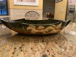 Vintage Roseville Usa Zephyr Lily Console Bowl 478 - 12 Handles Brown Green