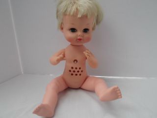 Vtg Remco 1965 Snugglebun 16in Baby Doll E30 Rooted Hair Sleep Eyes Turns Head