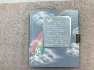 Vintage Like Hardcover Diary With Rainbow On Front Of Blue Cover