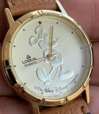 Lorus Vintage Mickey Mouse V811 - 1400 Gold Coin Dial Running W/fresh Battery