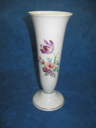 Vintage Alka Bavaria Meissen 8 " Vase W/ Hand - Painted Flower Design.  Gorgeous