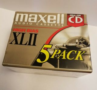 Vintage Maxell Xlii 90 Blank Cassette Tapes 5 Pack Deadstock Xl2