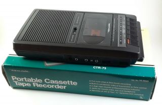Realistic Ctr - 73 Radio Shack Cassette Recorder W/ Power Cord,  Box,  & Batteries