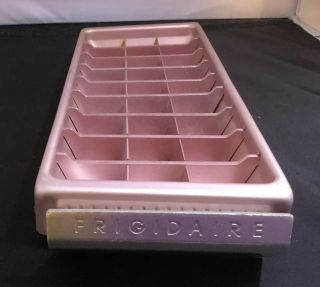 Vintage Pink Mid Century Modern Frigidaire Aluminum Ice Cube Freezer Tray Retro