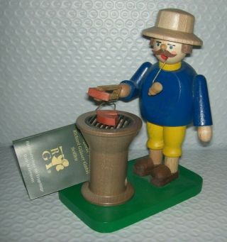 Vintage German Erzgebirge Wood Smoker Incense Burner Bbq Man