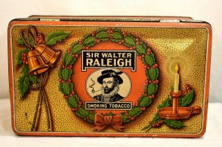 Vintage Sir Walter Raleigh Christmas Tobacco Tin