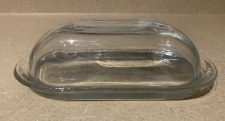 Vintage Clear Glass Covered 2 Piece Butter Dish Unknown Pattern