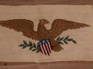 Vintage Eagle Completed Needlepoint Great Seal Of The United States Olive Branch
