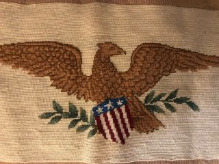 Vintage Eagle Completed Needlepoint Great Seal Of The United States Olive Branch 2