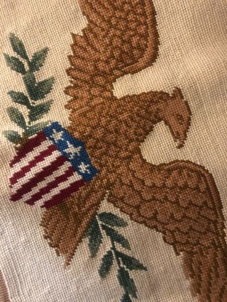 Vintage Eagle Completed Needlepoint Great Seal Of The United States Olive Branch 3