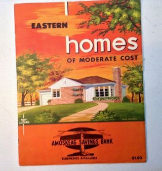 Vintage 1952 Eastern Home Plans Booklet - House Design - Amoskeag Savings Bank