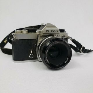 Vintage Nikon Fm With Nikon Nikkor 50mm F 1:2 Camera For Repair Lens Looks Good