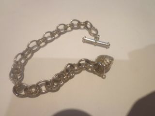 Vtg Sterling Silver 925 Link Heart Charm Bracelet