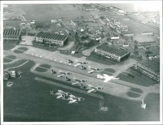 An Earlier Picture Of Hunters Over West Ryanham Airfield.  - Vintage Photo