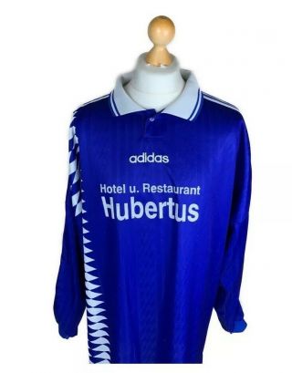 Adidas Mens Vintage Long Sleeved Blue Football Shirt Jersey Xl 100 Polyester