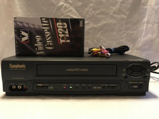 SYMPHONIC VR - 701 VCR VHS Video Cassette Recorder Player 4Head,  AV CABLE,  TAPE 2