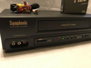 SYMPHONIC VR - 701 VCR VHS Video Cassette Recorder Player 4Head,  AV CABLE,  TAPE 3