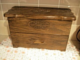 Lerner Faux Wood Storage Organizer Recipe Sewing Box Flip Lid Drawer Vintage
