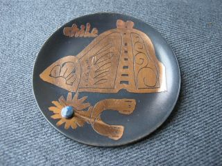 Vintage Morita Gil Chile Lapis Cab Copper Miniature Plate Crafts Jewelry