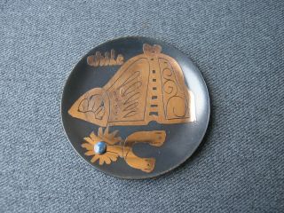 Vintage Morita Gil Chile lapis cab copper miniature plate crafts jewelry 2