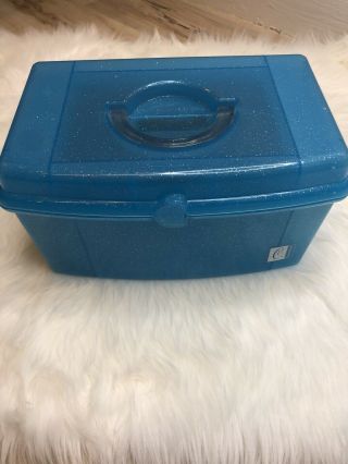 Vintage Caboodles Jellies Blue Glitter Cosmetics Case Organizer Sparkly 2720