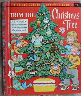 Vintage Little Golden Activity Book Trim The Christmas Tree Intact,