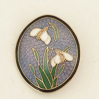 Vintage Enamel Gold Tone Lilac & Floral Flower Pin Brooch By Fish