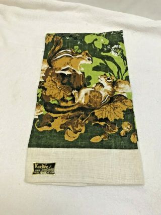 Vintage Kay Dee Linen Dish Towel - - Squirrels And Nuts - - Nos - - Cute