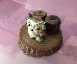 Vintage Mcfarlin Pottery Salt & Pepper Shakers Owl And Tree Stumps