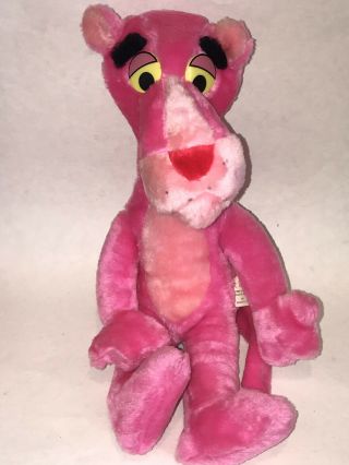Vintage 1980 Large 17 " Mighty Star Stuffed Animal Plush Pink Panther