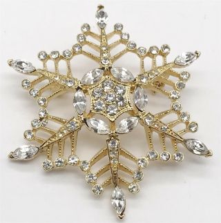 Vintage Ladies Costume Jewellery Bright Snowflake Star Paste Set Pin Brooch