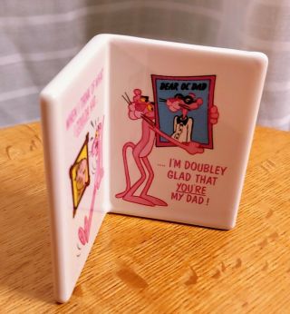 Vintage Pink Panther Ceramic Greeting Card Decor For Dad 1984 Made In Japan 2.  5 "