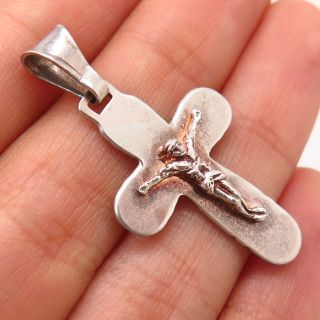 925 Sterling Silver Vintage Italy Crucifix Religious Cross Pendant
