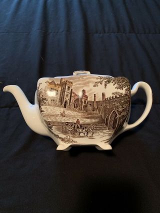 Vintage Tea Pot Johnson Brothers Bros " Haddon Hall " Hand Engraving