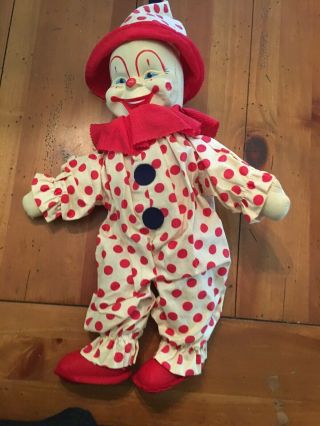 Jolly Vintage Clown,  Wind Up Doll,  Made By Gunde