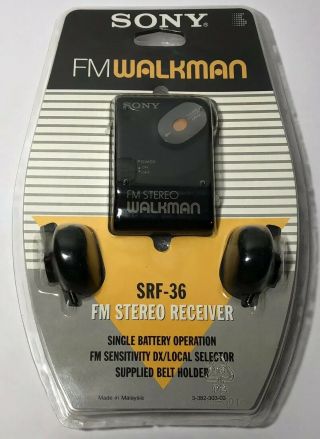 Nos Vintage Sony Fm Walkman Srf - 36 Fm Stereo Receiver In Packaging W/ Headphone