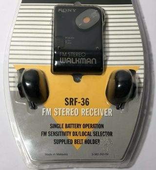 NOS Vintage Sony FM Walkman SRF - 36 FM Stereo Receiver in packaging W/ Headphone 5