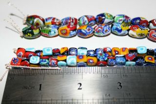 Vintage Millefiori Glass Beads Cubes and Ovals 2 Strands 85 grams 3