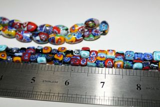 Vintage Millefiori Glass Beads Cubes and Ovals 2 Strands 85 grams 4