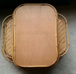 Vintage Tiki Bamboo Rattan Wicker Trays Lap TV Dinner Serving Bed 19 x 13 - 7 2