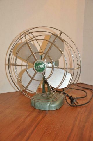 Vtg Mcgraw Electric Zero Desk Fan Oscillating Industrial Green