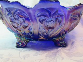 Vintage Imperial Blue Iridescent Carnival Glass Bowl 2