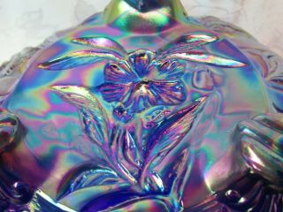 Vintage Imperial Blue Iridescent Carnival Glass Bowl 5