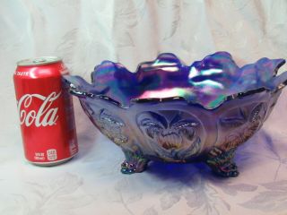 Vintage Imperial Blue Iridescent Carnival Glass Bowl 7
