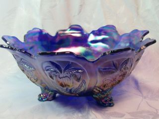 Vintage Imperial Blue Iridescent Carnival Glass Bowl 8