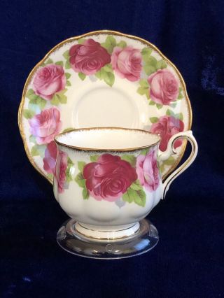 Vtg Royal Albert England Old English Rose Bone China Cup Saucer Pink Flowers
