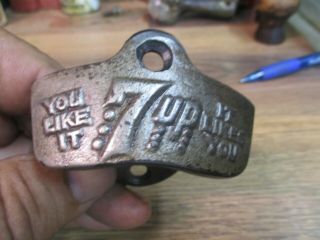 Vintage 7 Up Wall Mount Bottle Opener Starr X Brown Co VA Made in USA 9 iron 3