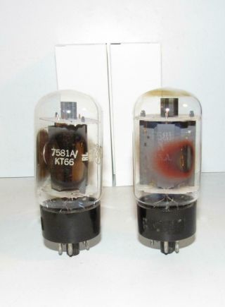 Matched Pair (gm/ma) Ge Made 7581a Amplifiers Tubes.  Tv - 7 Test Strong.